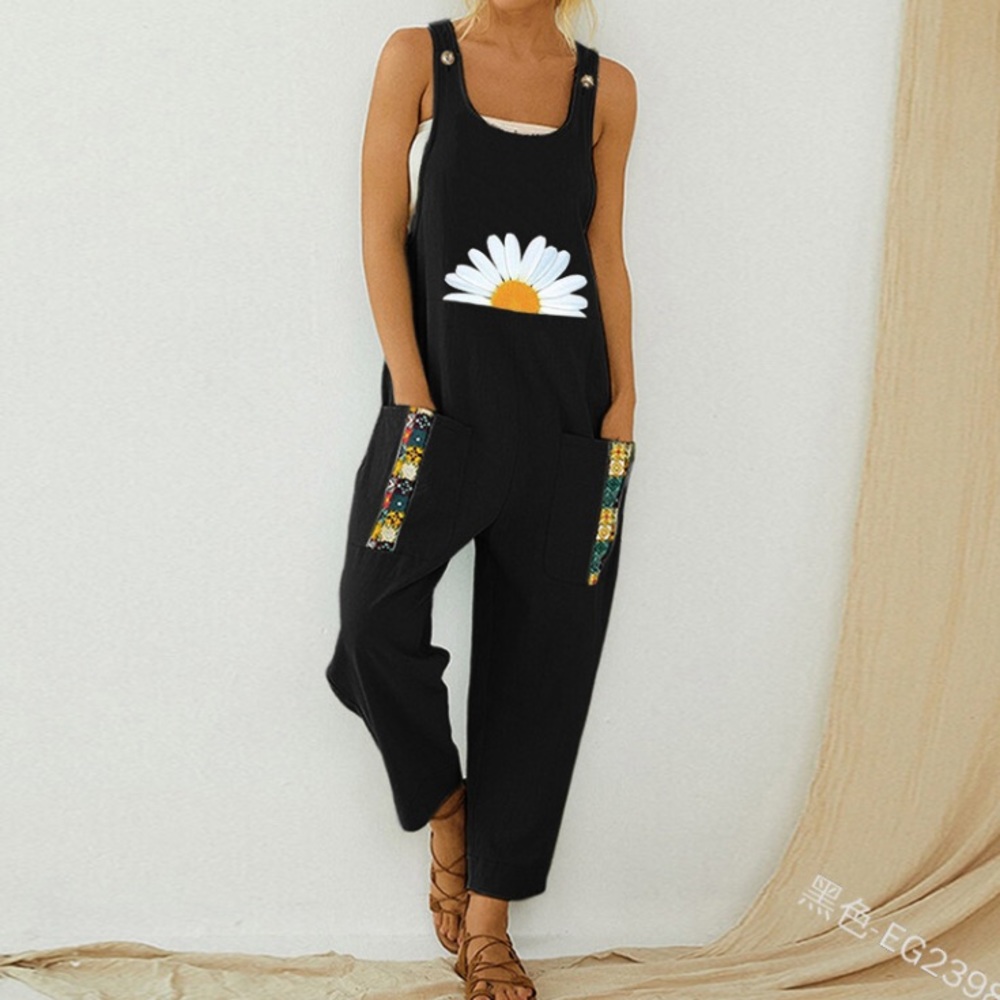 85% Cotton 15% Linen Daisy Overalls